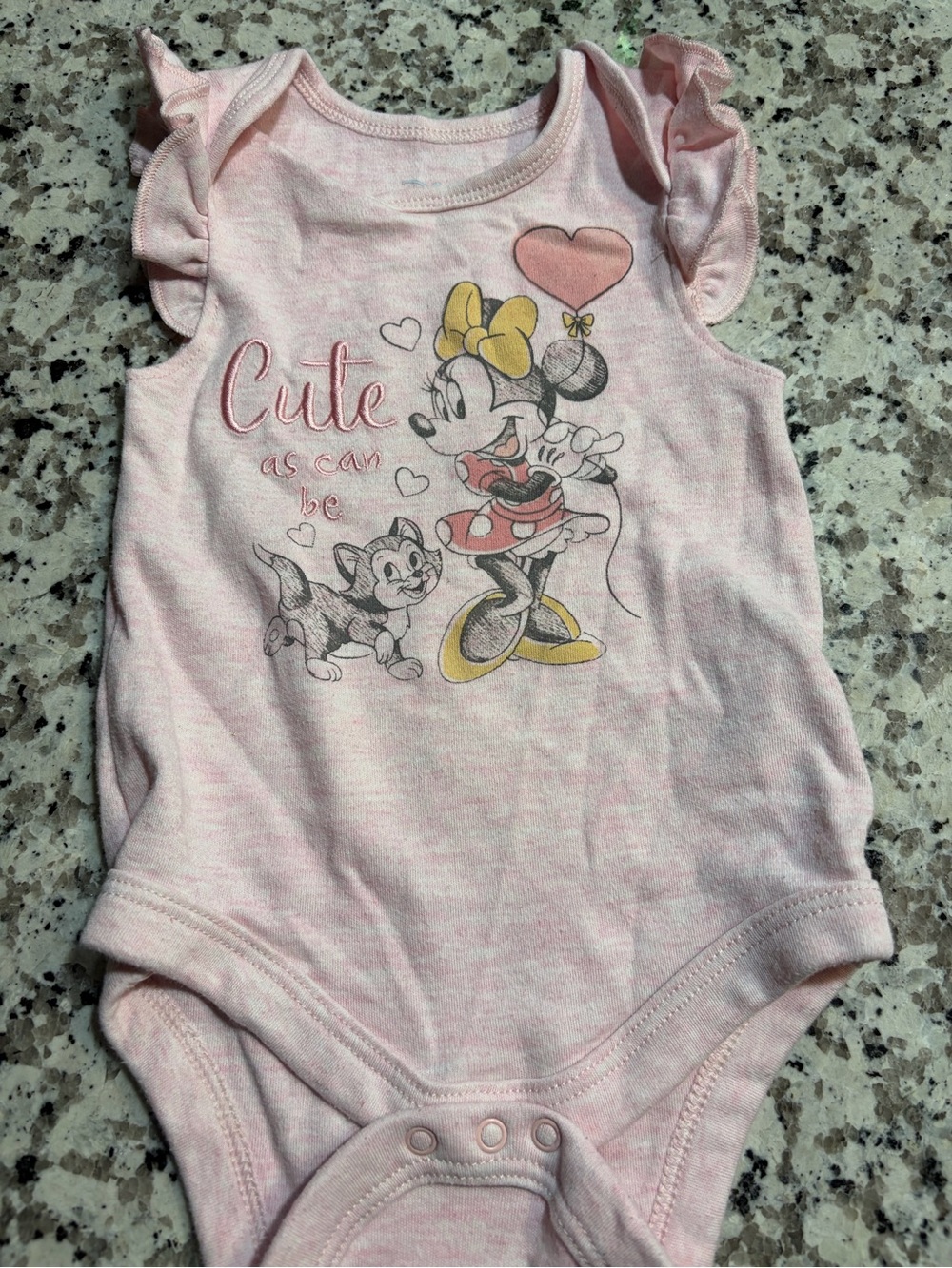 Minnie Mouse Pink Ruffled Sleeve One-Piece Bodysuit 3-6 M